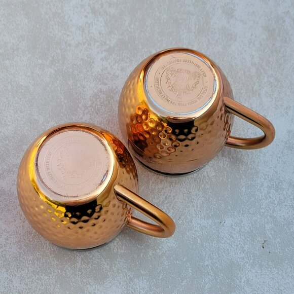 Pair of Copper Moscow Mule Mugs Hammered Finish Ketel One Vodka - Picture 8 of 12
